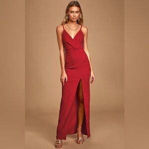 NWT Lulus Love and Affection Red Lace Sleeveless Maxi Dress